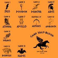 Load image into Gallery viewer, Percy Jackson - Camp Half Blood with Cabin Number, Logo, and Name