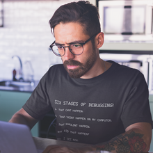 Load image into Gallery viewer, Six Stages of Debugging - 1. That Can't Happen, 2. That Doesn't Happen On My Computer...