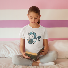 Load image into Gallery viewer, Unicorn Reading A Book Titled The Last Human - Original Design By Nola