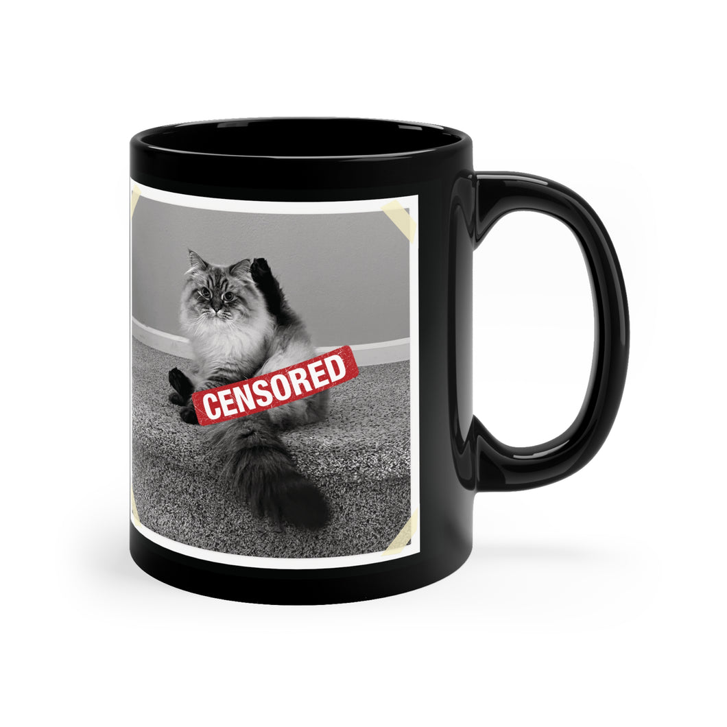Censored Cat 11oz Black Mug