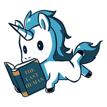 Load image into Gallery viewer, Unicorn Reading A Book Titled The Last Human - Original Design By Nola
