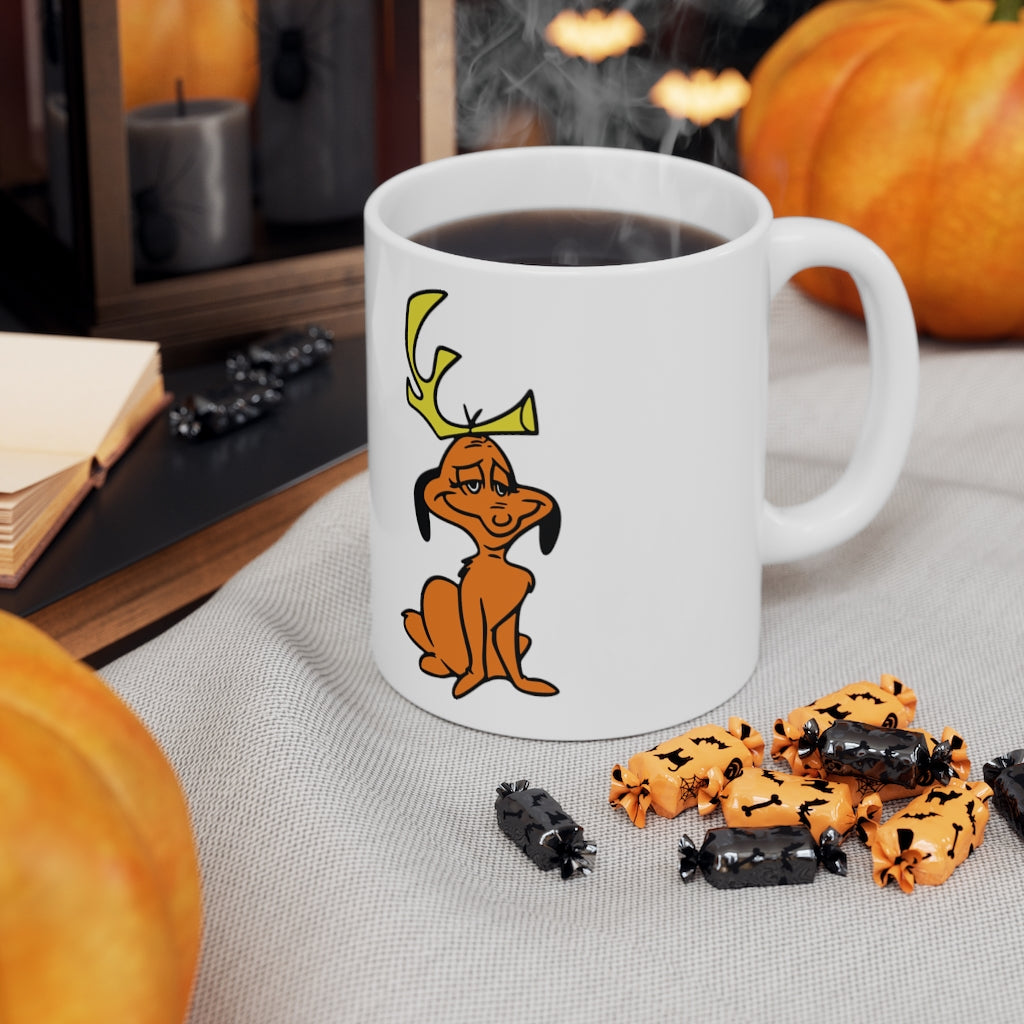 all i need is coffee and my dog grinch mug Max the Dog with One Antler